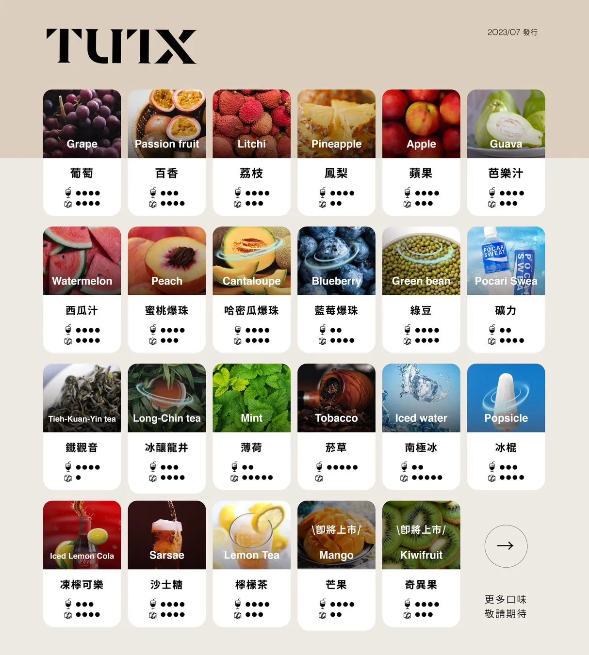 TUTX 一代煙彈口味